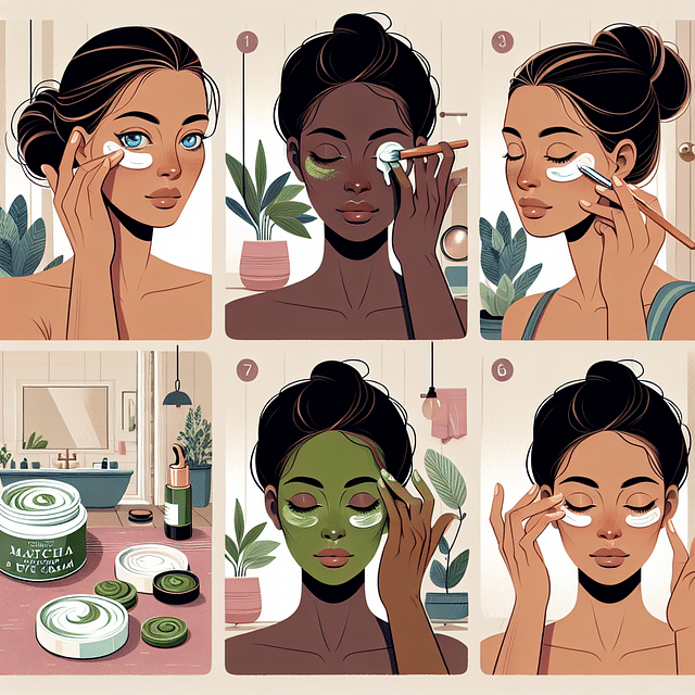 applying matcha eye cream