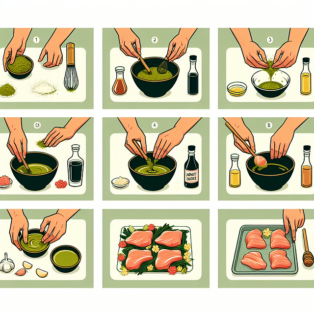 Matcha marinade preparation with chicken