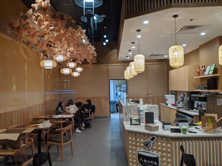 Inside view of a traditional Matcha cafe in Kyoto, Japan