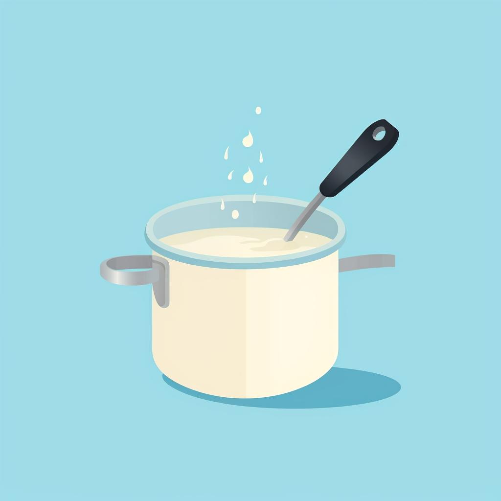 Hot milk being frothed in a saucepan
