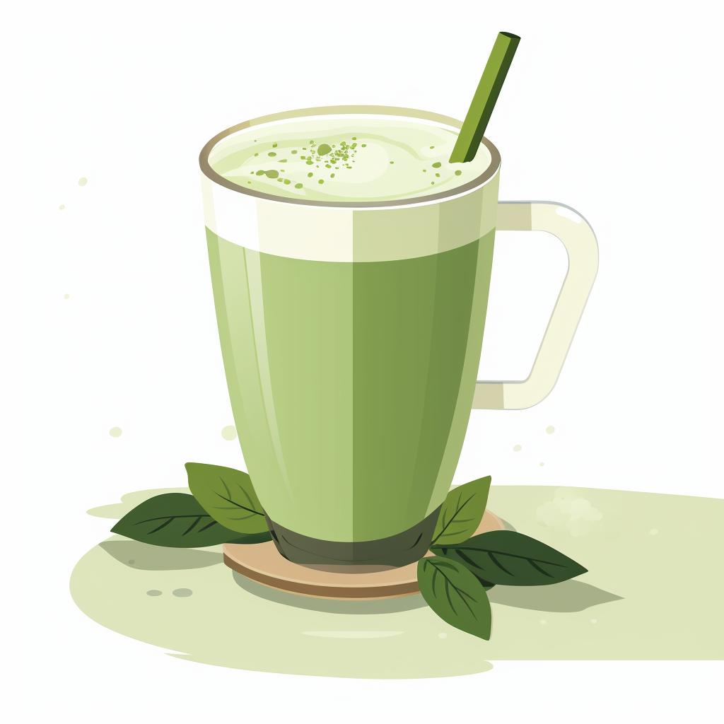 A cup of matcha milk tea on a table