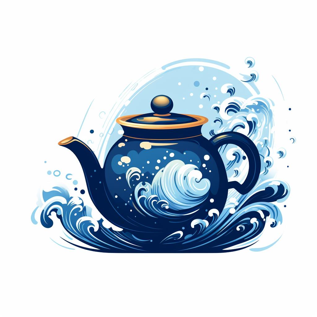Water being swirled around inside a teapot.