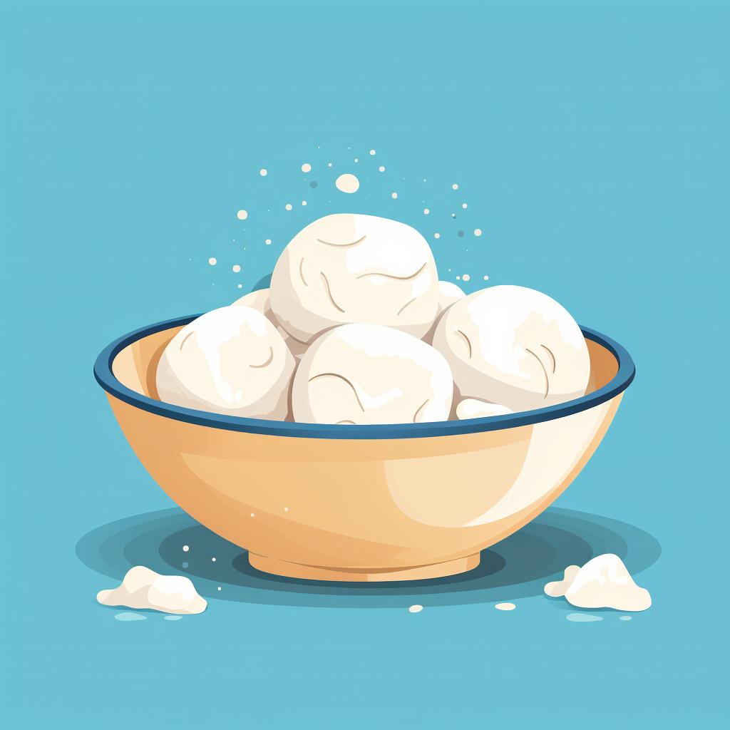 A ball of dough rising in a bowl.