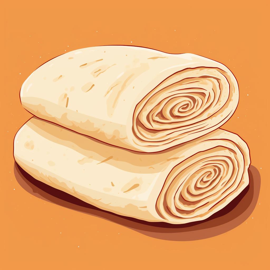 Folded and rolled dough showing layers.